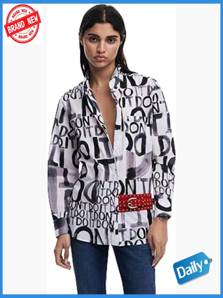 Oversized Button Down Long Sleeve Letter Print Cotton Sweater